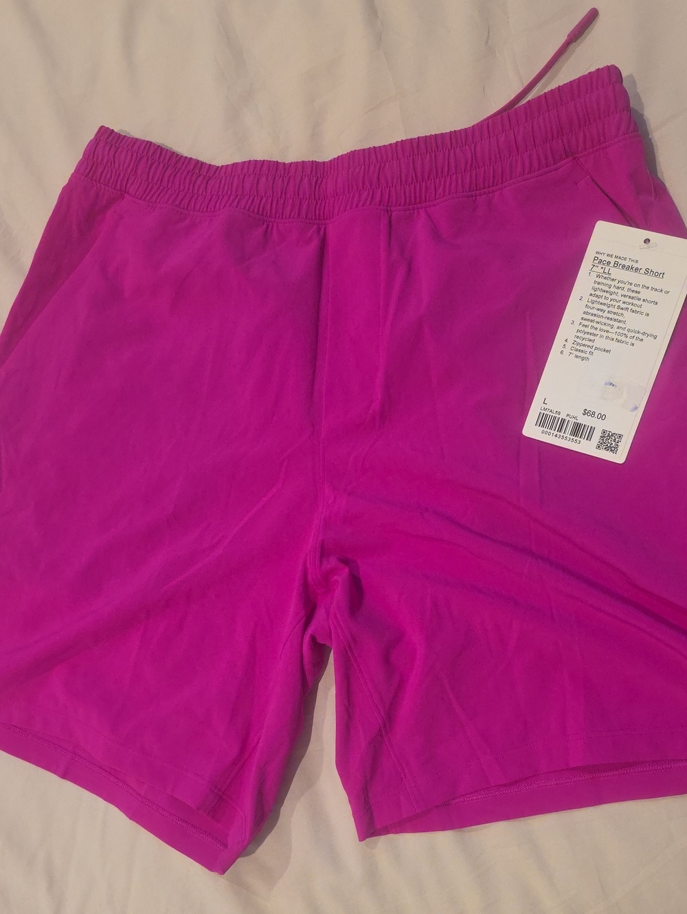 lululemon Men's Pace Breaker Magenta Athletic Shorts 7" LL